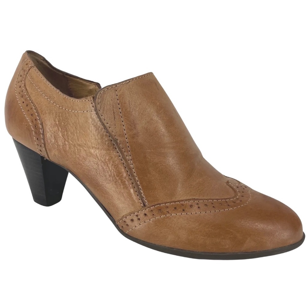 Women's Nurture Haddie Camel Brown Leather Brogue Wing Tip Shooties Shoes 8.5M